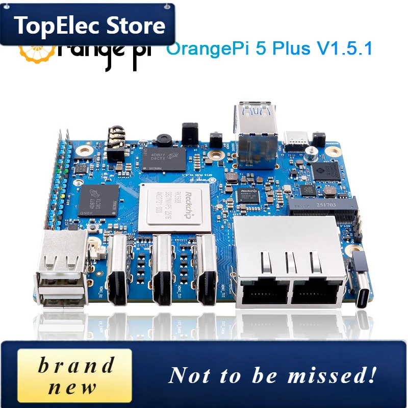 TopElec Orange Pi5 Plus 16GB Single Board Computer DDR5 8-Core Rockchip RK3588 Mini PC M2 Slot PCIE Board Run Linux/Android/Oran