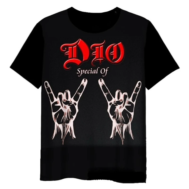 Summer New 2D Printed Round-neck T-shirt for Men, European-American DIO Band Style Trendy Short-sleeved T-shirt