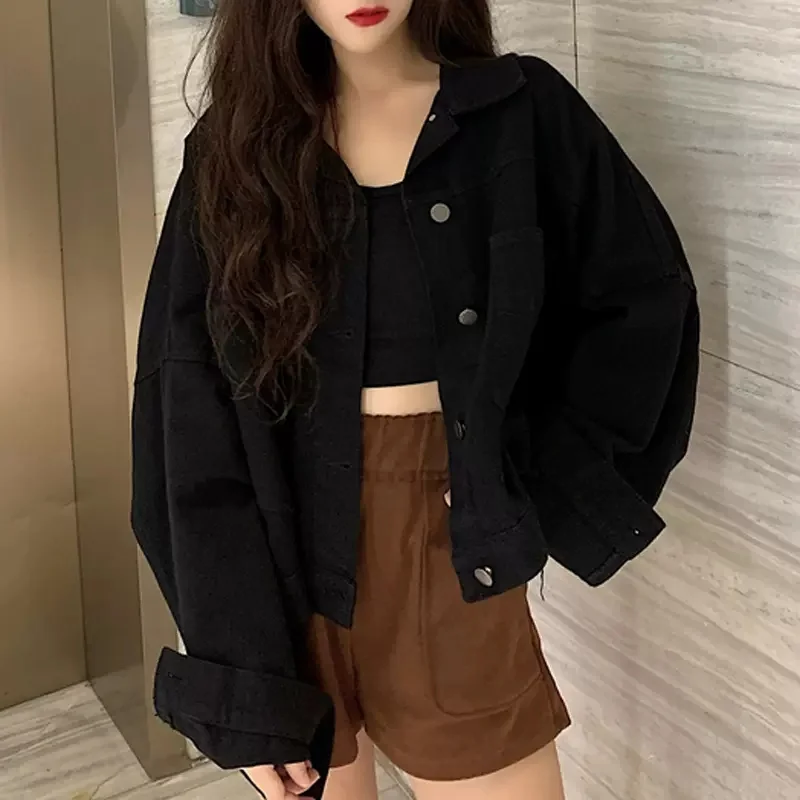 Short Denim Coat Female 2023 Tide ins Autumn and Winter Loose Korean Version of Everything Casual Tooling Small Top Solid Color