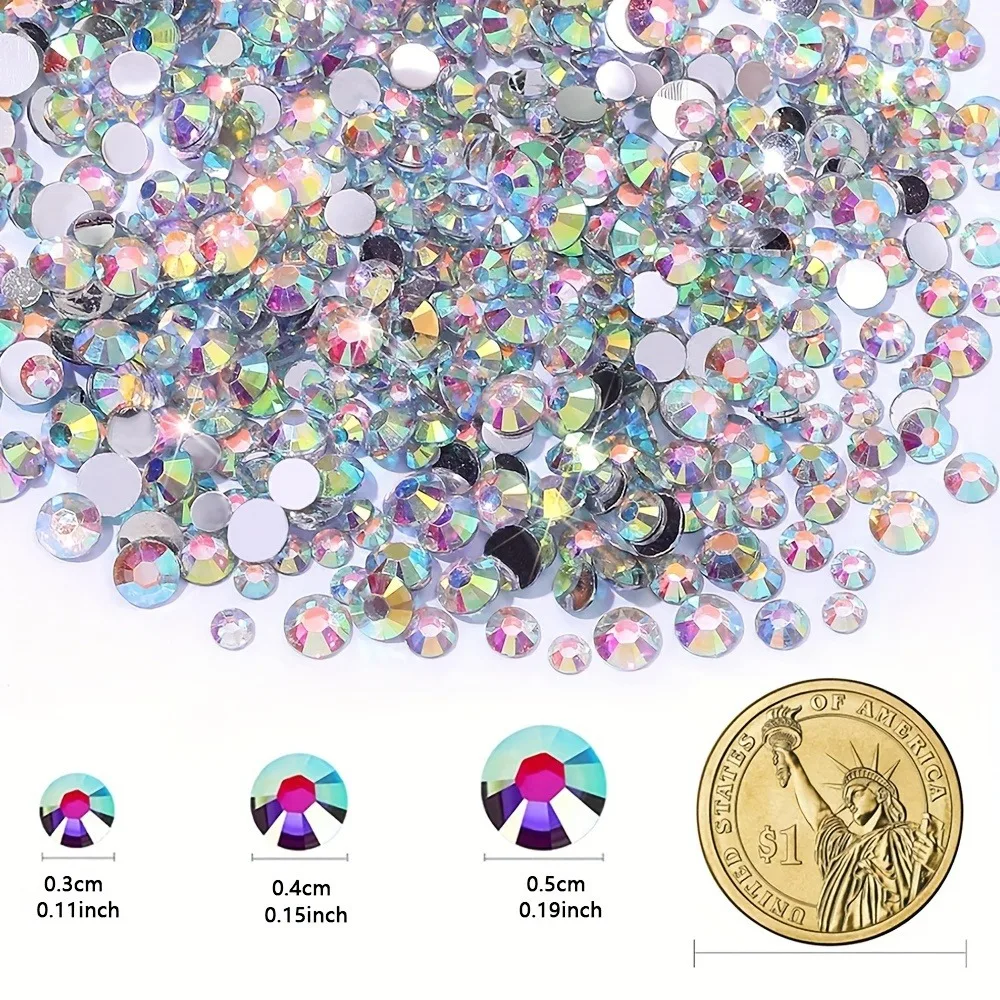 11000 pezzi in resina a fondo piatto AB 3.0-5.0mm, fondo piatto, utilizzati per nail art, tazze d'acqua, bottiglie, decorazioni artigianali, glitter sciolti