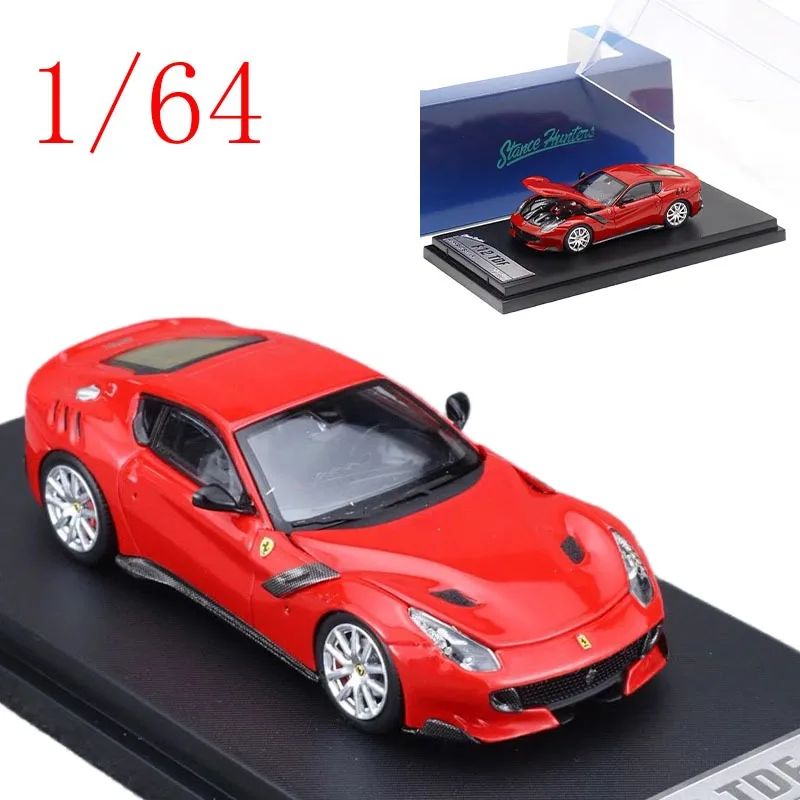 

SH Diecast 1:64 Scale Ferrari F12 TDF Red Alloy Car Model with Opening Hood Toys for Boys Gift