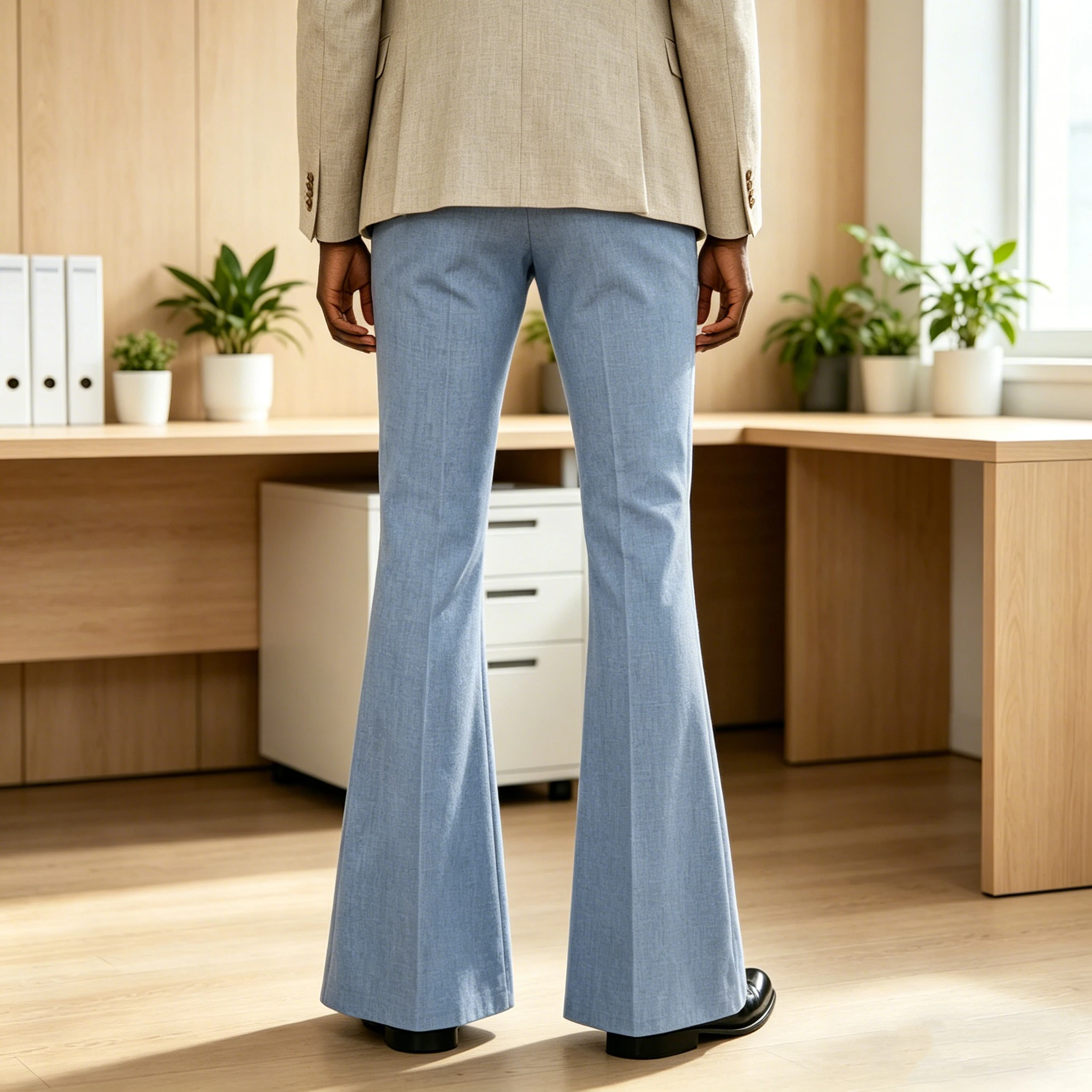 Men's Linen Flare Suit Pants Retro High Waist Slim Fit Bell Bottom Wide Leg Trousers Formal Business Office Casual Dress Pants image 6