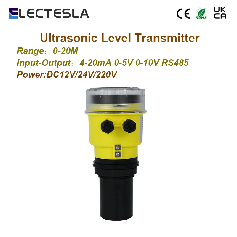 

Ultrasonic Water Tank Level Meter Ultrasonic Level Sensor 5m Range 4-20mA RS485 0-10v Transmitter DC24V 220V Power Supply