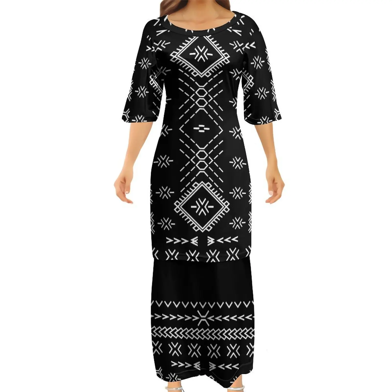 Polynesia New Puletasi Casual Loose Dress Summer Hot Selling Women'S Dress Custom Tribal Flower Print Women'S Dress