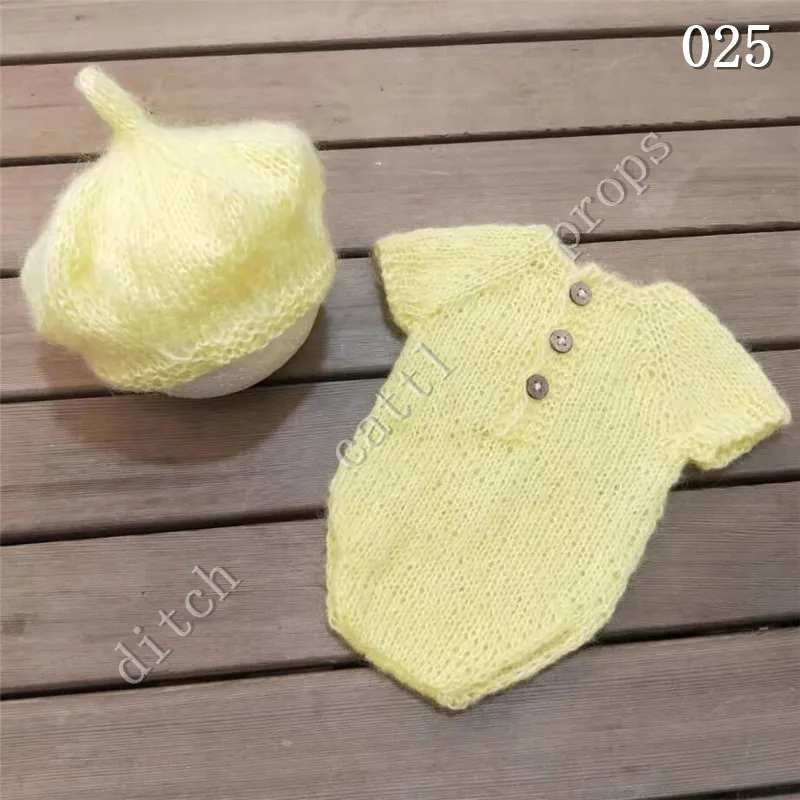 

Newborn Photography Props, Hand Knitted Mohair Rompers & beret