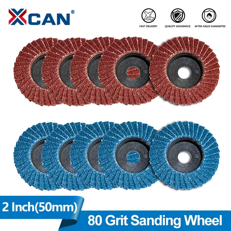 XCAN 5pcs 2inch Grinding Wheels Flat Flap Discs Wood Cutting Metal Grind For Angle Grinder Sanding Polishing Abrasive Tool