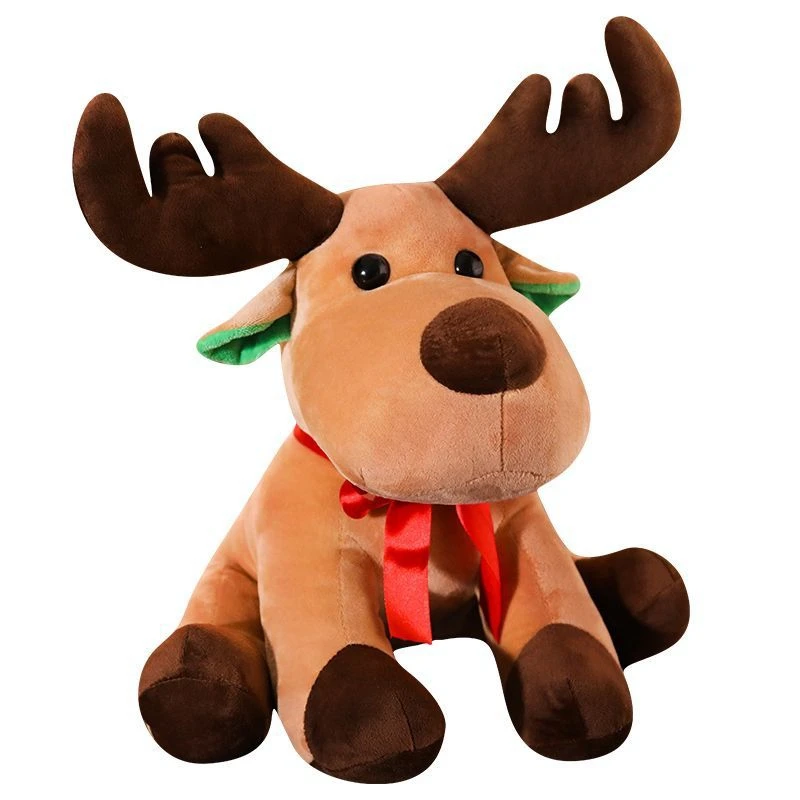 

25cm New Style Little Elk Plush Toy Cute Sitting Posture Short Fur Soft Festive Gift for Children on Christmas Eve Christmas Day