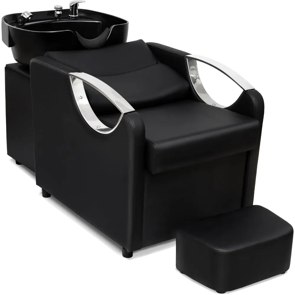 Shampoo Bowl and Chair Set for Salons,Backwash Barber Chair, Hair Washing Station with ABS Plastic Sink