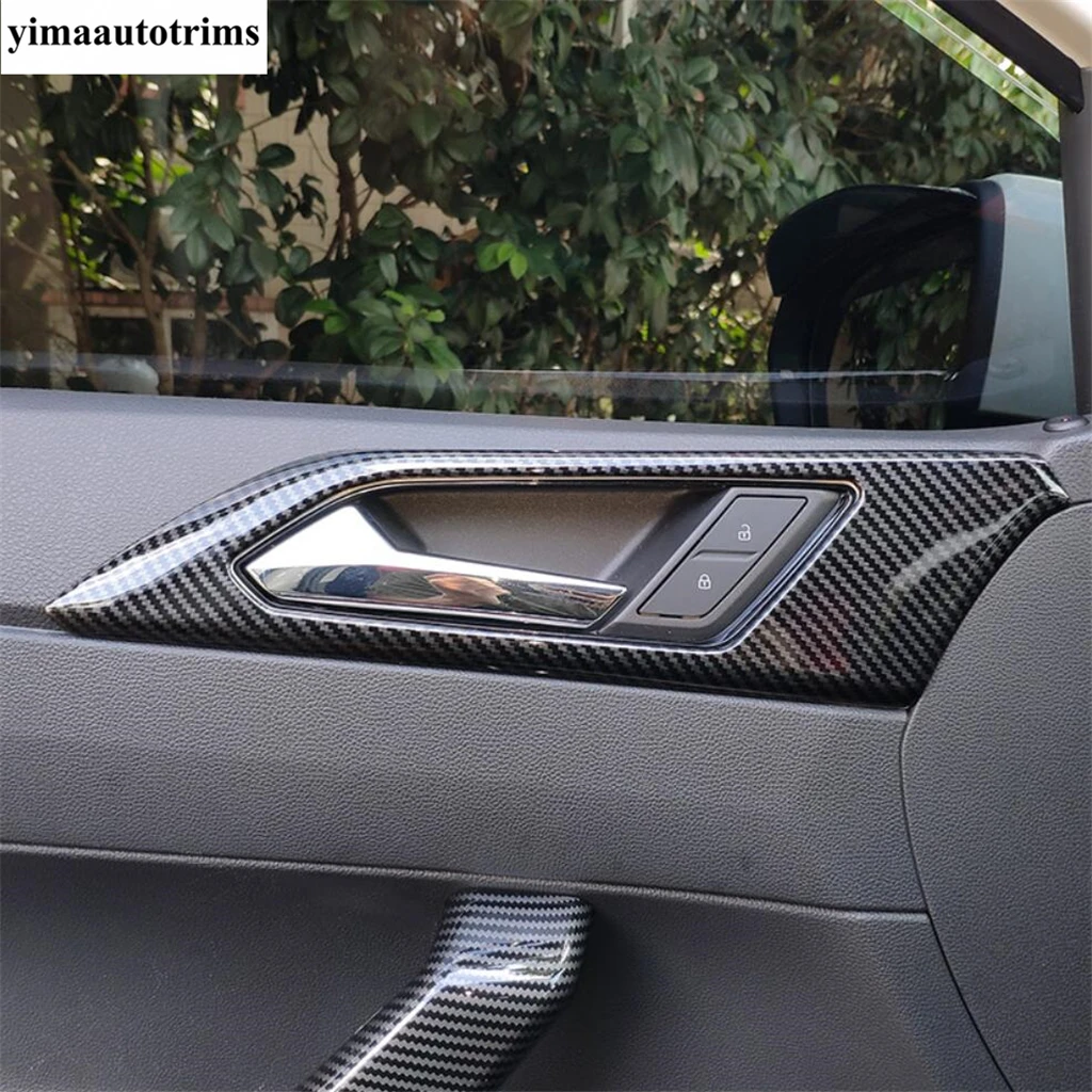 For VW Volkswagen Polo 2019 - 2023 Car Inner Door Handle Bowl Frame Cover Kit Trim ABS / Stainless Steel Accessories Interior