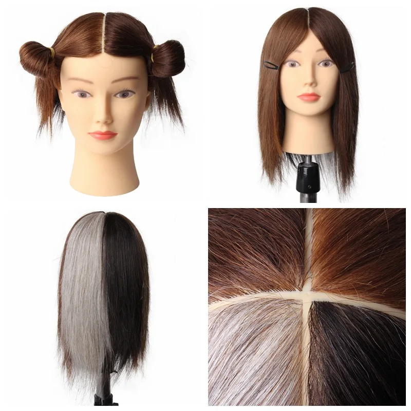 10“inch 100% Real Human Hair Makeup Hairdressing Training Mannequin Head Salon Hairstyles Head Model Dummy Doll Manikin Head