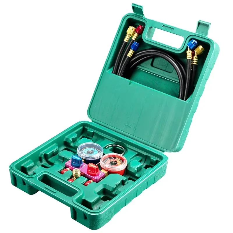 

Refrigerant filling liquid double meter set, air conditioner fluoride tool, snow pressure gauge