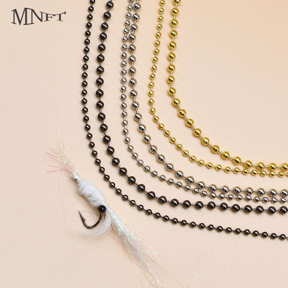 MNFT 50 cm Fliegenbinden Perlenkette Binden Perlenaugen Metall 2,4 mm 3,2 mm Nymphe Fliegenfischen Material Schwarz Silber Goldene Farbe
