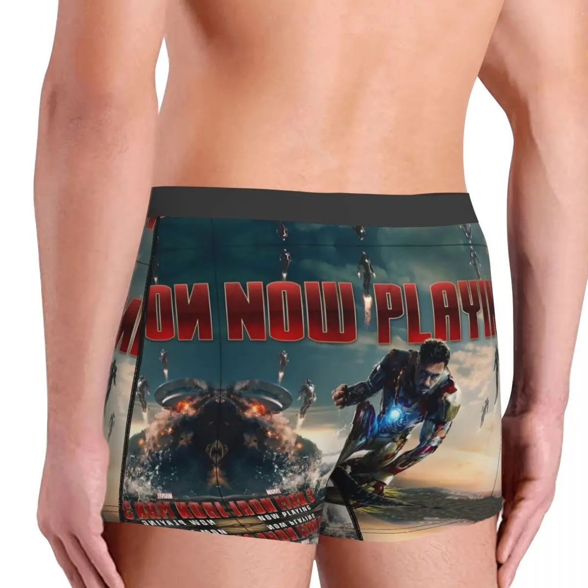 Calzoncillos de algodón de animación de Marvel para hombre, ropa interior cómoda, Calzoncillos Bóxer, Iron Man