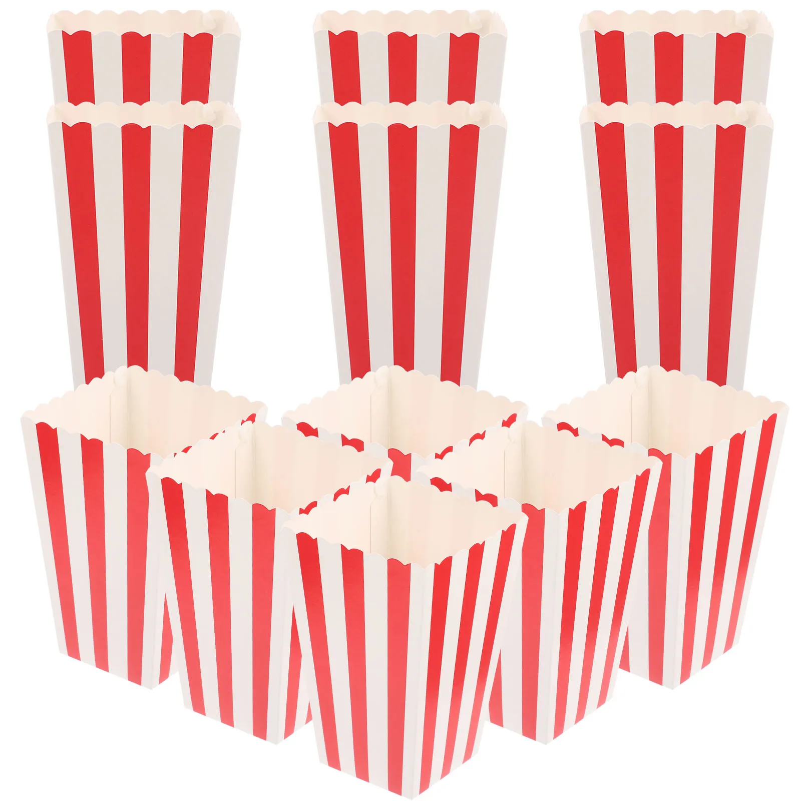 

24pcs Popcorn Boxes Red Striped Paper Containers for Party Movie Night Supplies Large Capacity Birthday Decorations