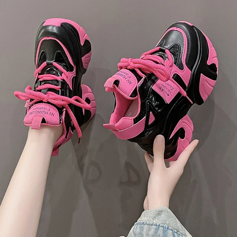 High Platform Sneakers Women 2023 Thick Sole Sports Ladies Trainers Vulcanized Shoes Woman Chunky Sneakers Zapatillas Mujer 10CM