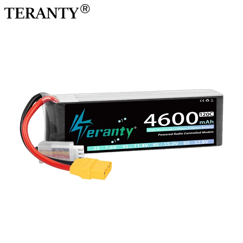 TERANTY 2S 4600mAh Lipo-Akku 7,4V 70C 7,6V 120C mit T XT60 XT90 Stecker für RC-Autos, LKWs, Boote, FPV-Drohnen, Helikopter, Flugzeuge