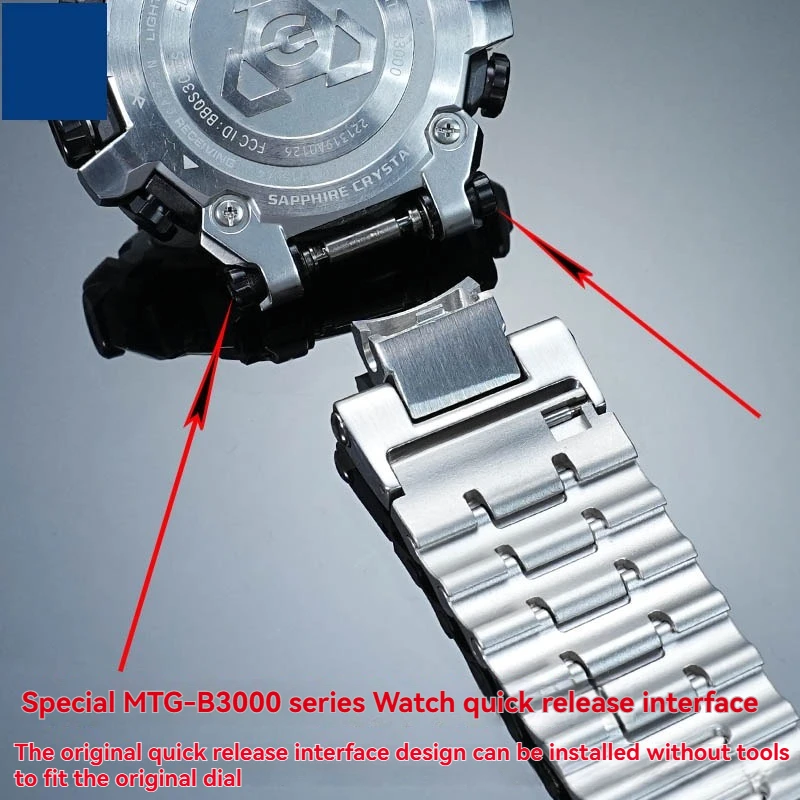 طقم عصري MTG-B3000 أشرطة من الفولاذ المقاوم للصدأ لسلسلة كاسيو جي شوك MTG-B3000B تعديل سريع الفصل سوار ساعة معدني صلب #2