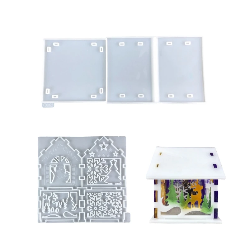 Y4QE Practical Home Decoration Mold Christmas Small House Jewelry Silicone Mold