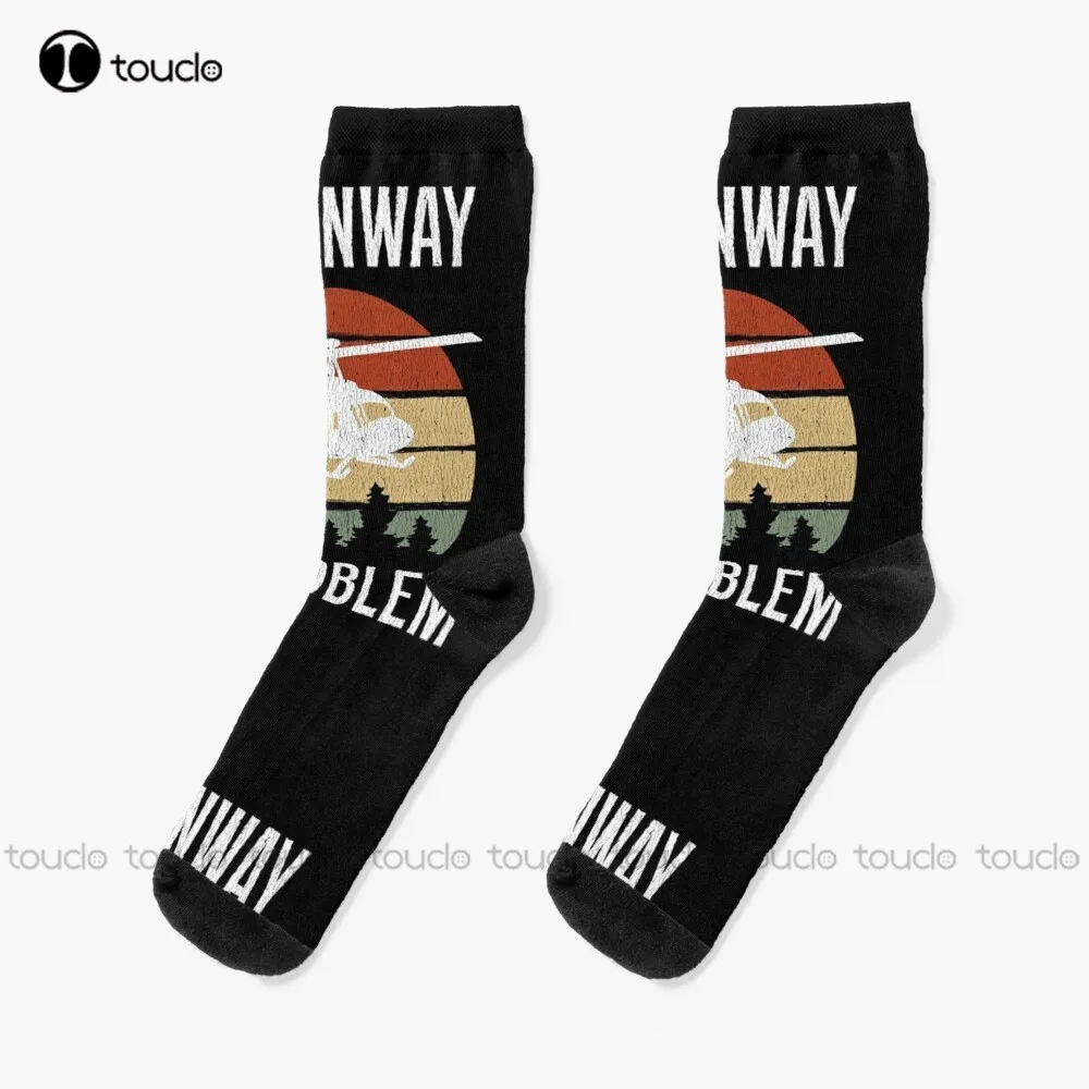 No Runway No Problem Helicopter Pilot Aviation Socks Socks Women 360° Digital Print New Popular Comfortable Best Girls Sports