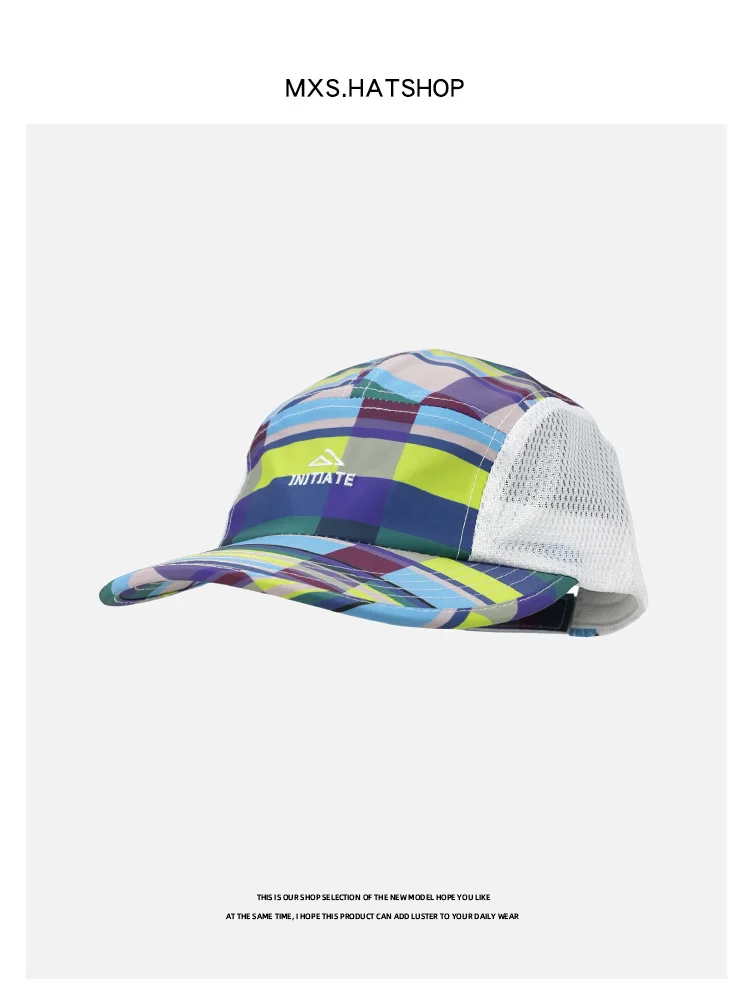 

Plaid cap men's and women's spring and summer quick-drying breathable five-piece outdoor sports baseball cap