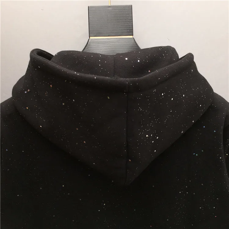 2025 خريف شتاء جديد الغجر الترتر الصوف مقنعين سترة بأكمام طويلة المألوف العصرية الرجال سترة فضفاضة غير رسمية متعددة الاستخدامات