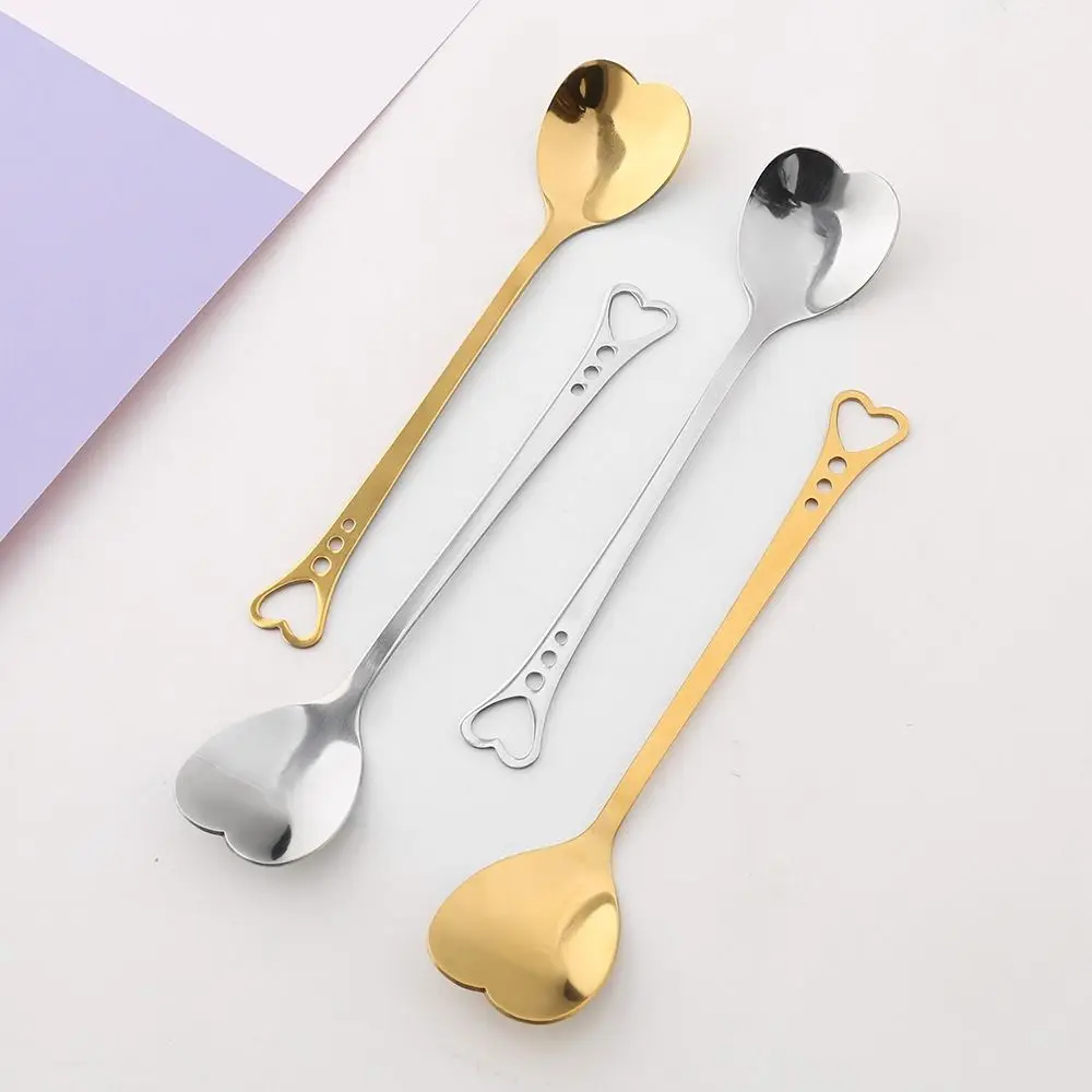 Stainless Steel Heart Shape Coffee Spoons Hollowed Out Heart-shaped Coffee Spoon Stirring Spoon Teaspoon Coffeeware