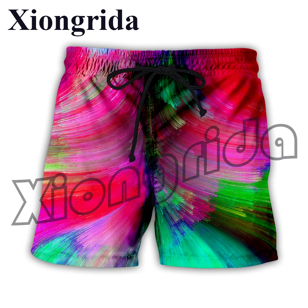 Tie-dyed Print Men Shorts Fashion Color Print Boards Shorts Hawaiian Trunks High Waist Short Pants S-6XL