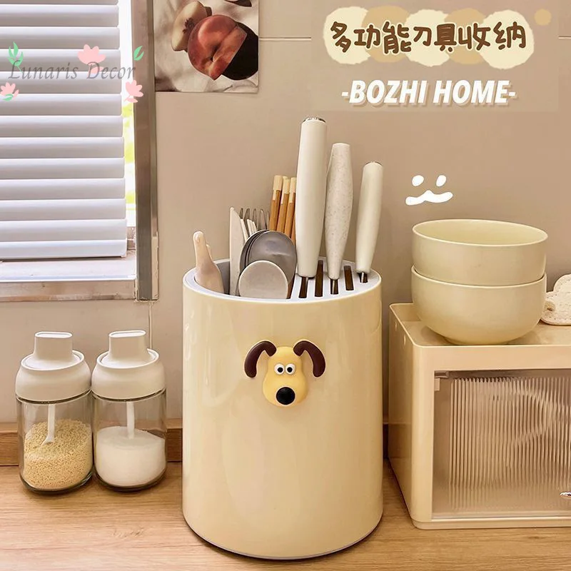 Kitchen rotating knife holder, storage rack, multi-functional chopstick cartridge, kitchen knife, chopstick cage, and integrated