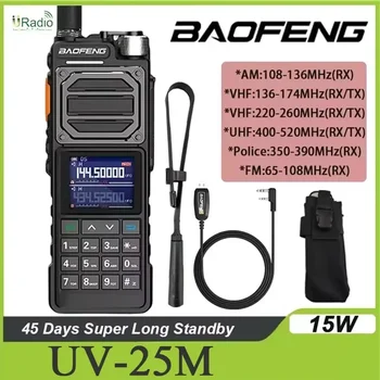 BAOFENG UV-25M talkie-walkie tactique haute puissance 50KM 136-520MHz 999CH USB C chargeur NOAA VOX Radios bidirectionnelles Six bandes BF-X5 Pro