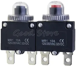 1pcs Circuit  Breaker MR1 10A  125/250VAC 32VDC Overload Protector  Switch Fuse and Waterproof cap