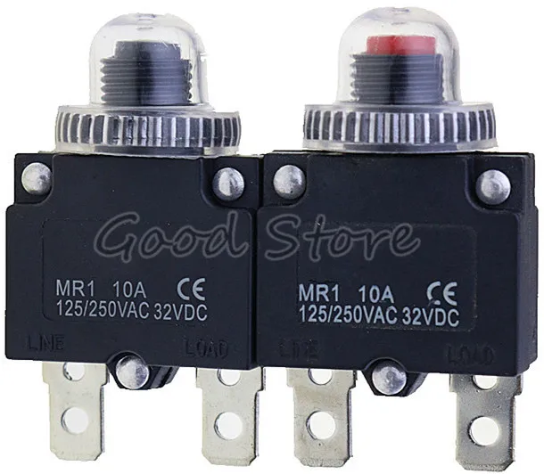 1pcs Circuit  Breaker MR1 10A  125/250VAC 32VDC Overload Protector  Switch Fuse and Waterproof cap