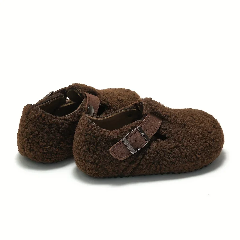 RUIZUSTOCK Heel Wrapped Fleece Elastic Clogs for Children,Winter Warm Soft Sole Shoes,Anti-Slippery Footwear