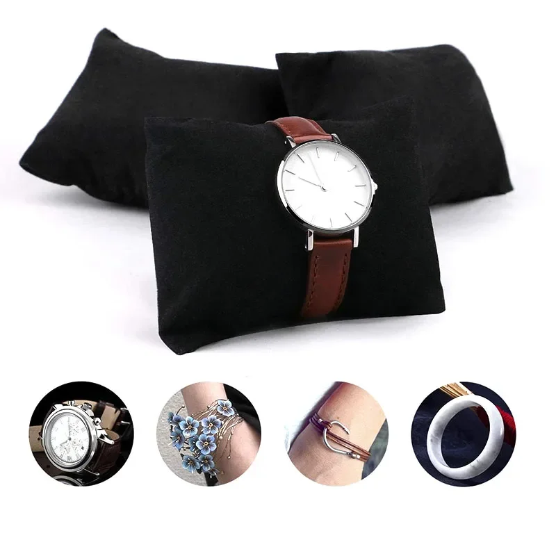 12 Pack Small Black Velvet Watch Pillow Bracelet Cushions Jewelry Display Stand for Boxes - Soft Bangle Storage Pads