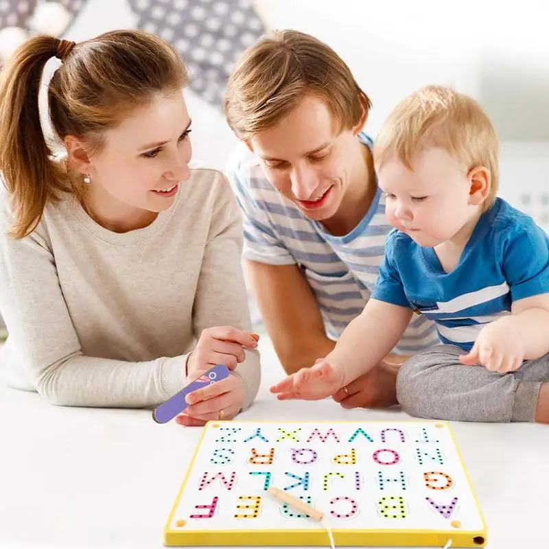 Magnetic Alphabet Tracing Board Double Sided Magnet Bead Tablet Pad Stem Toy Learning Learning Writing Playboard For Boys Girls