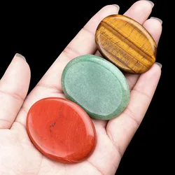 1 Piece Natural Chakra Semi-precious Stone Ornaments Amethyst Quartz Crystal Reiki Healing Flat Oval Palm Stone