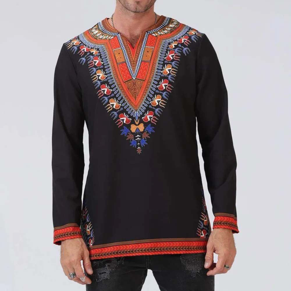 E-BAIHUI Camicie Odeneho Top da uomo in cotone bianco lucido con abbigliamento africano Dashiki Camicie lunghe da uomo in maglia taglie forti