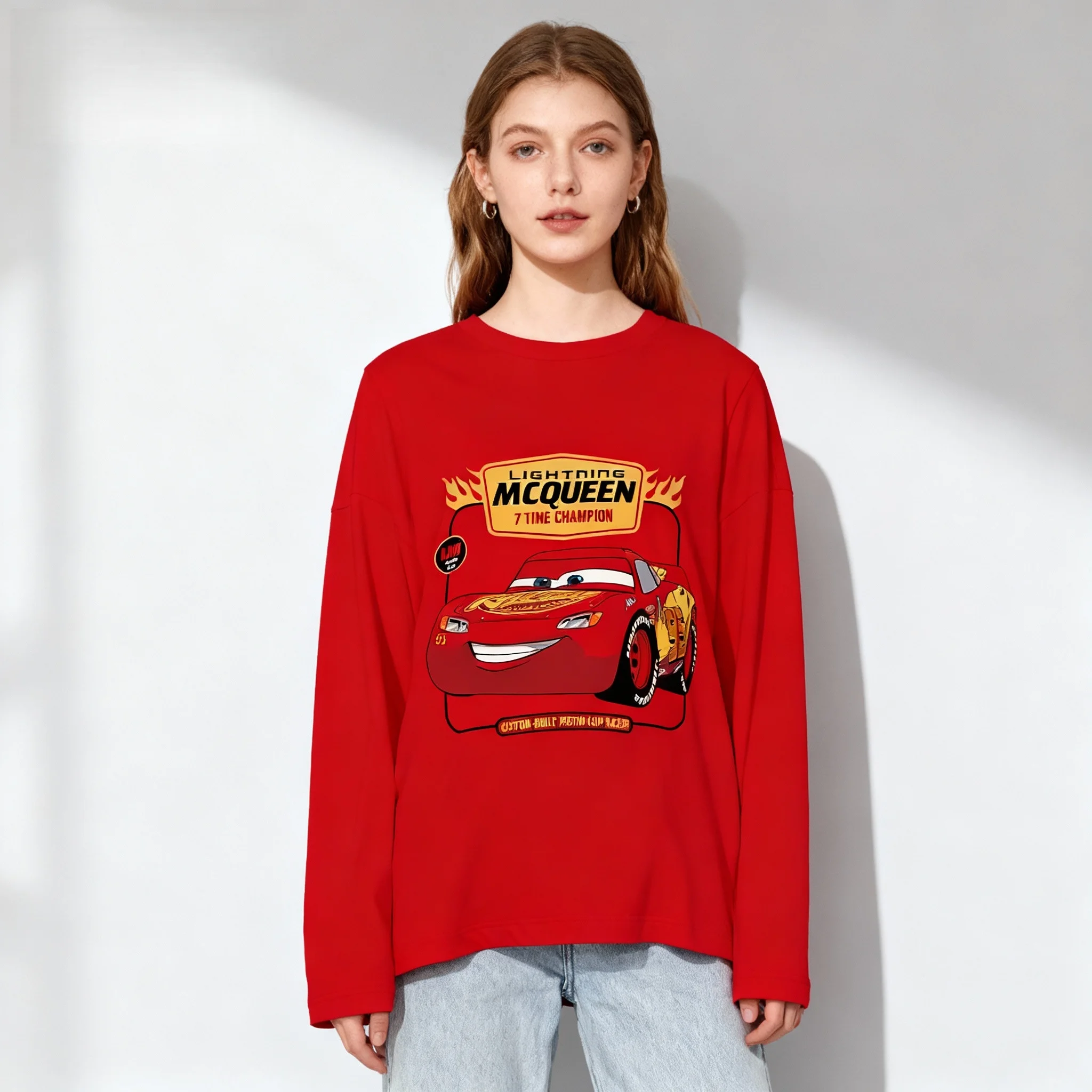 Autumn/Winter Disney Animation Series Mickey Stitch Long Sleeve T-shirt Street Oversized Women Adult Children Same Style