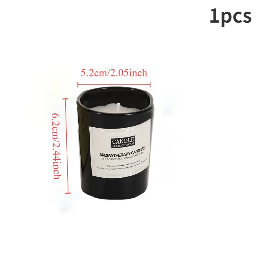 1pc 50g Three color glass cup aromatherapy candle, smokeless fragrance, soy wax fragrance candle with hand gift