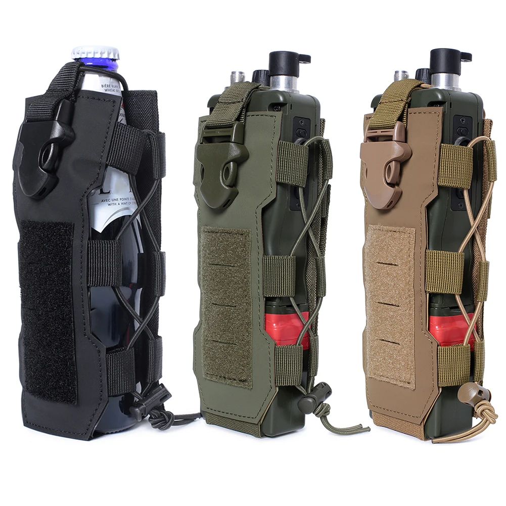 Outdoor Tactical Molle Water Bottle Bag Nylon Pouch Canteen Cover Holster Travel Camping Hiking Drawstring Bottle Kettle Holder