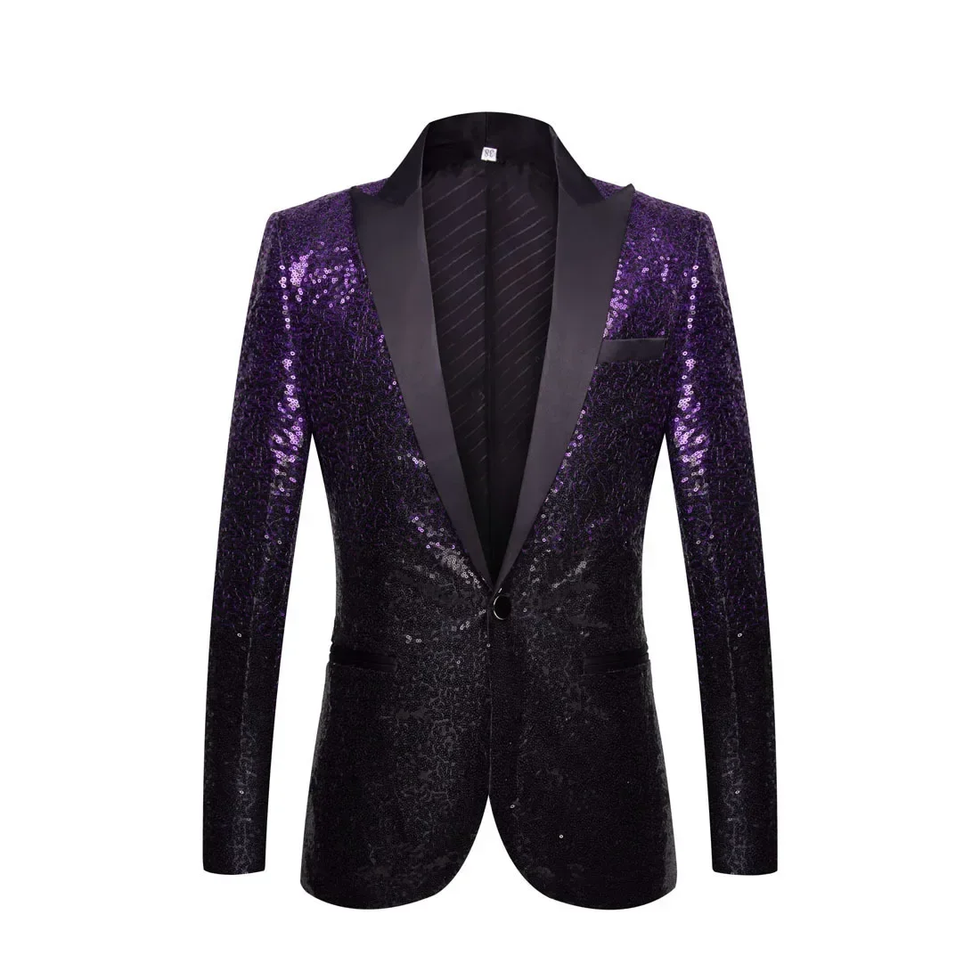 

Men Suit Round Sequin Pocket Single Row Button Wedding Groom Stage Show Hosting Dinner Menswear Bar Dance Casual Malr Blazer