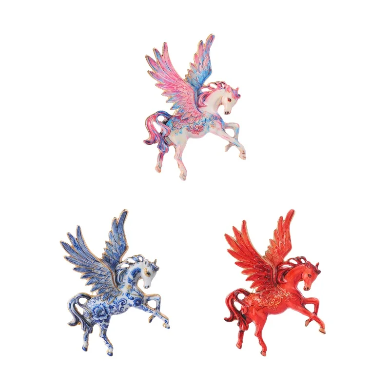 Pegasus Flying Horse Fantasy Badge Enamel Pin Mythical Winged Horse Collection Pastel Colorful Design Brooch Lapel Badge Jewelry
