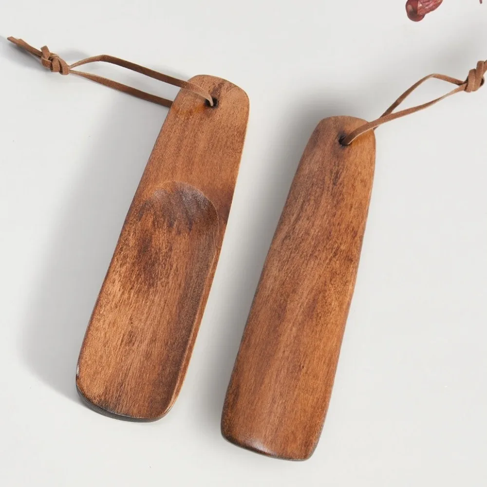 

New Solid Wood Shoehorn Natural Long Handle Shoe Horn Hangable Lightweight Wooden Shoe Lifter Shoes Accessories