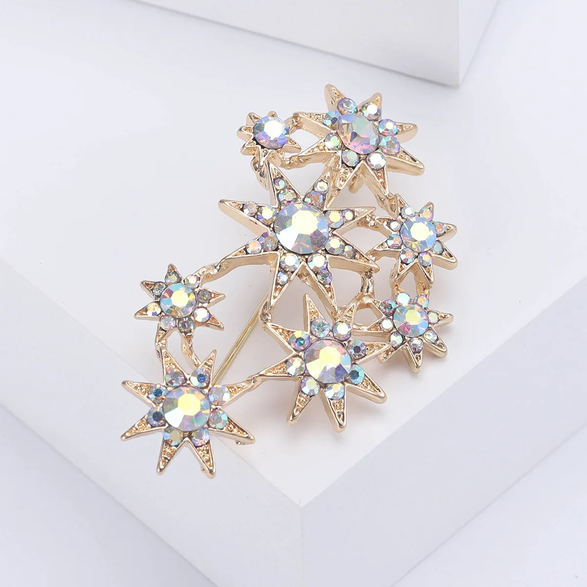 Star Vintage Brooches Pins For Women Bling Rhinestone Jewelry Party Wedding Clothing Coat Friend Daily Gift