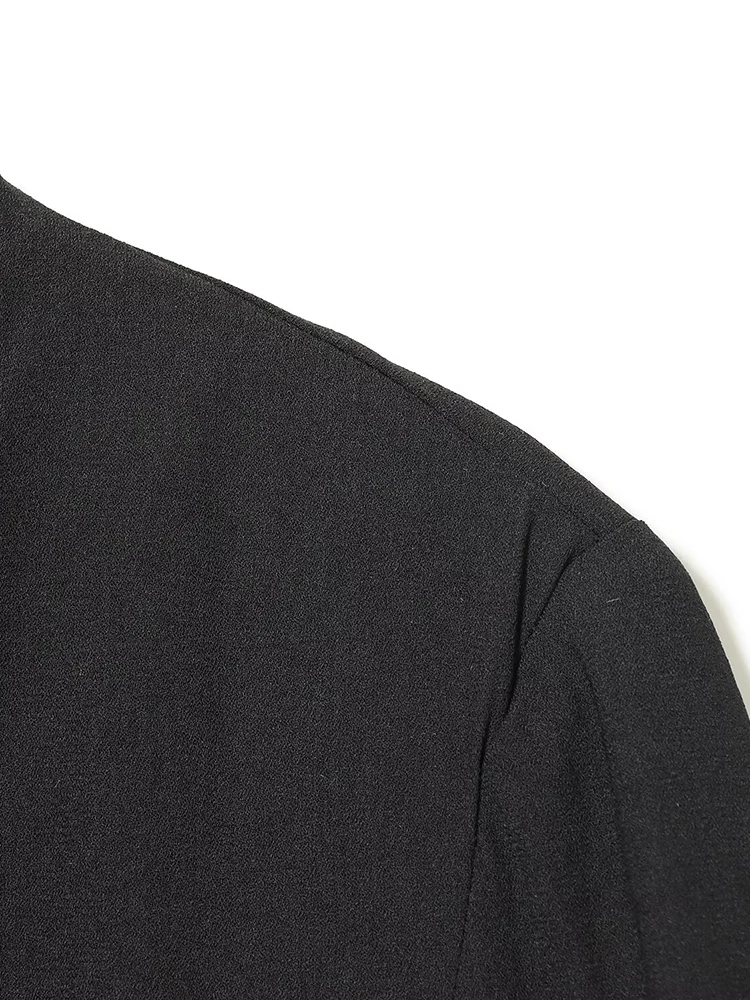 ヨーロッパ風の新しいレディースファッション、多用途でエレガントな無地Vネック長袖パッチワークスーツドレス