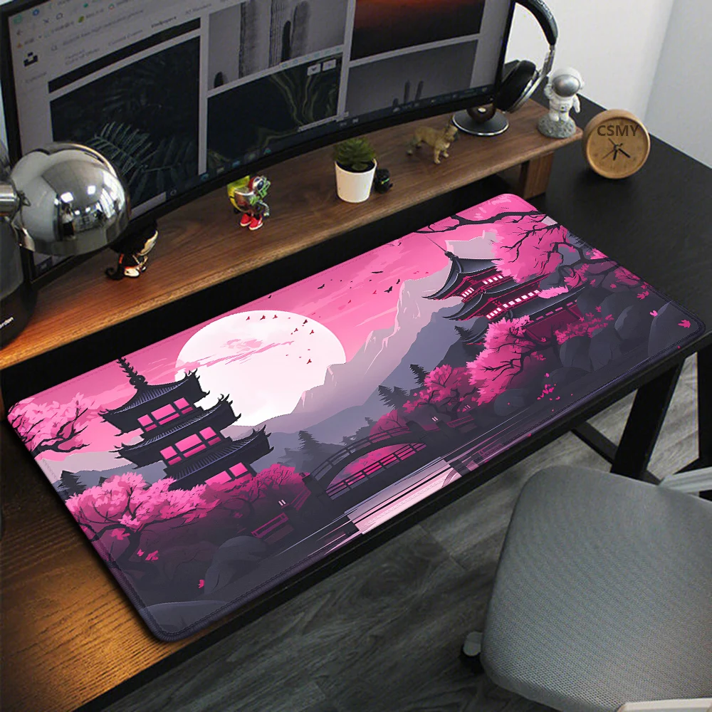 Alfombrilla de escritorio Rosa de Japón, accesorios para juegos, alfombrillas de ratón para Pc, alfombrilla para teclado de gabinete, Alfombra de oficina Xxl, alfombra grande