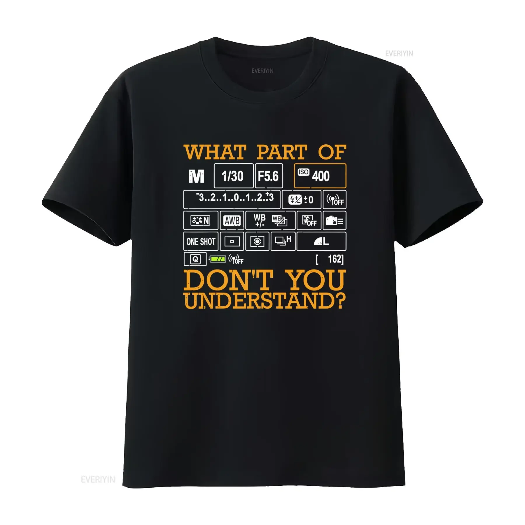 Funny Photography Design Photographer Instructors Camera Settings T Shirt vintage Washed Stretched Slightly Breathable