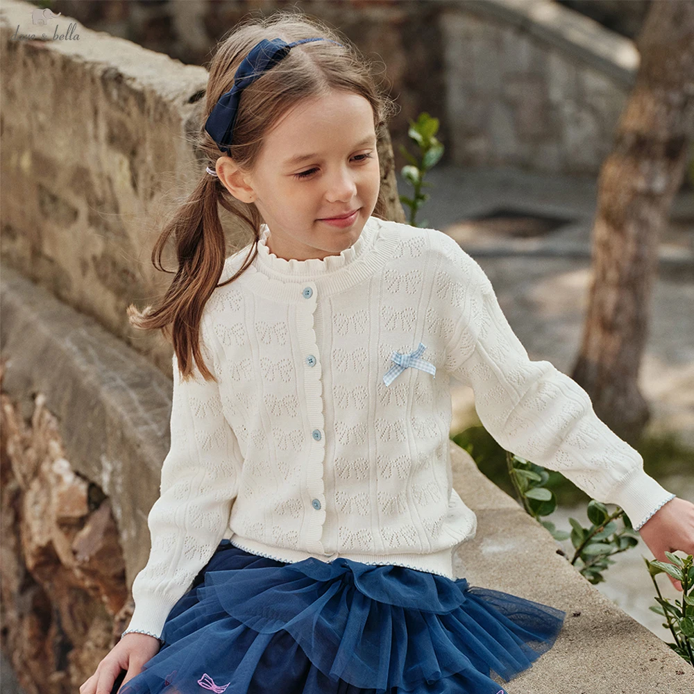 

Детский кардиган Dave Bella для девочек, весна-осень, зимний вязаный хлопковый свитер, верхняя одежда для детей, детская одежда DK1260419