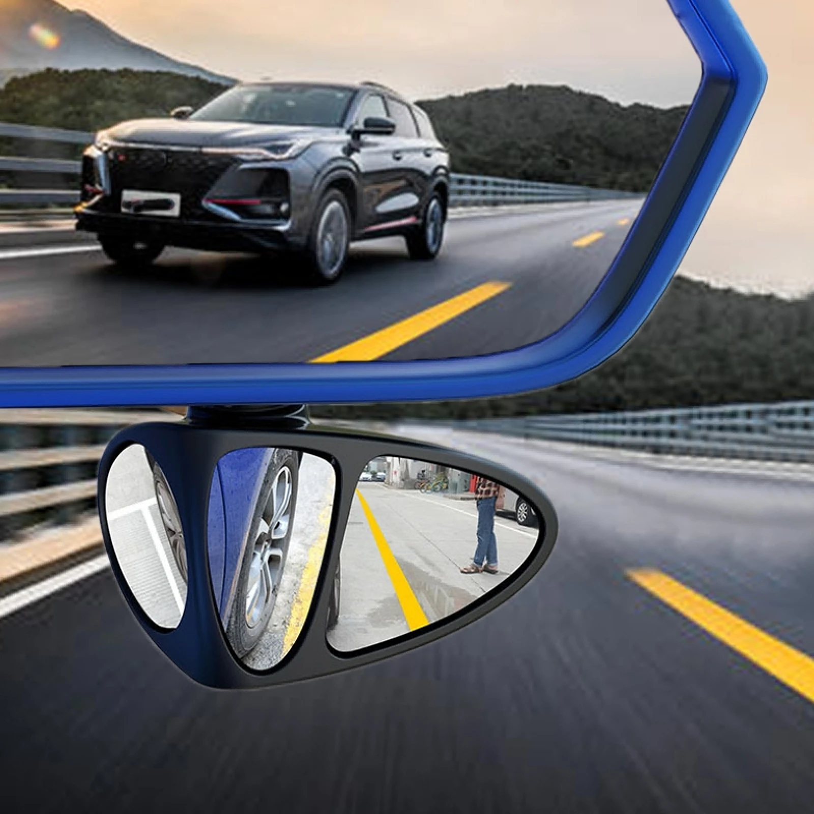 -146 3 in 1 Car Rearview Auxiliary Blind Spot Mirror Rear View 146 Front Wheel Mirror for Right Side