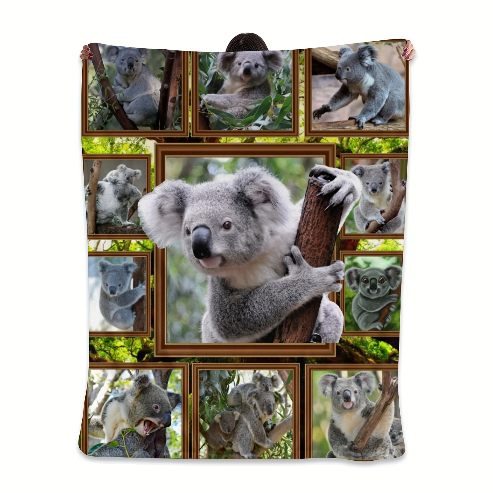 1pc Koala Print Blanket, Soft Flannel Throw Blanket for Bed Couch Chair Fall Winter Camping Living Room Office