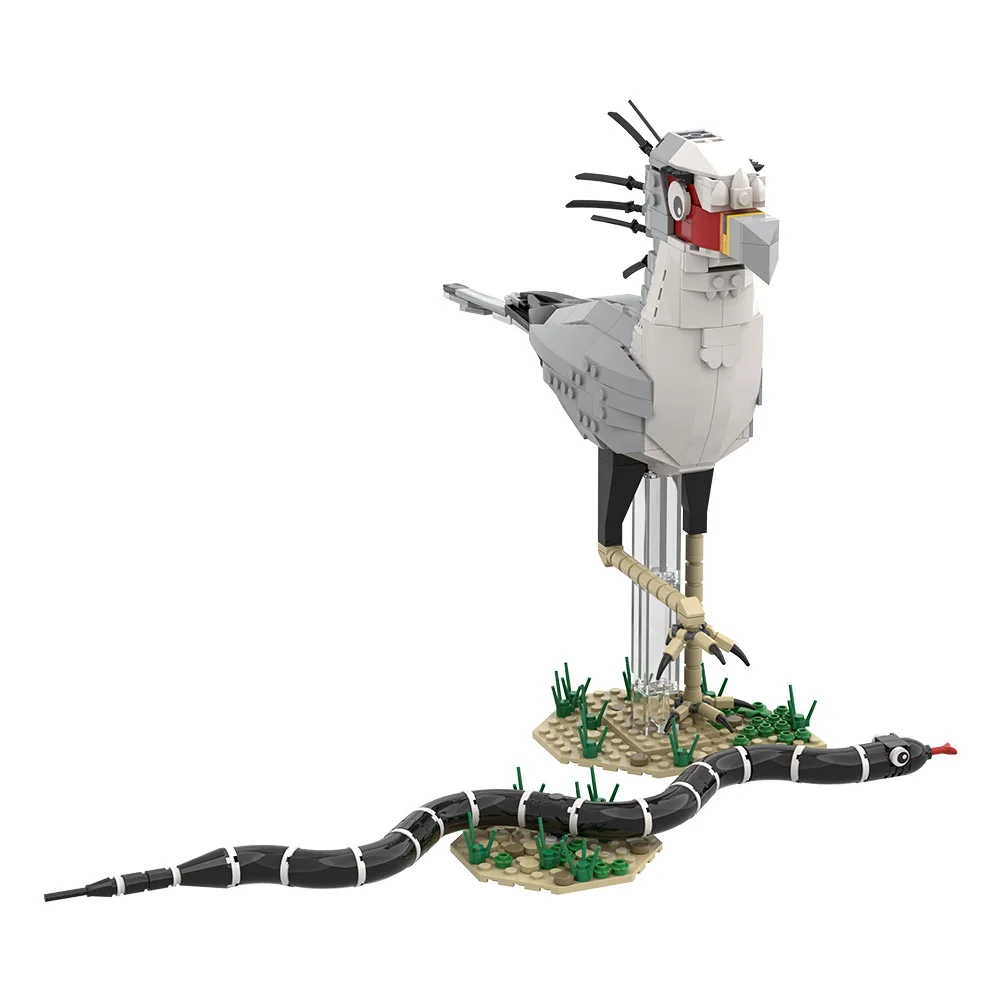 

MOC The Killer Queen Secretary Bird Building Blocks DIY Creative Animal Secretary Bird with Snake Bricks Toy Adult Gift